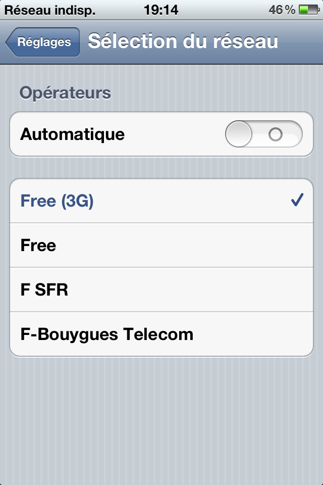 Réseau FreeMobile indisponible { Free(3G) }