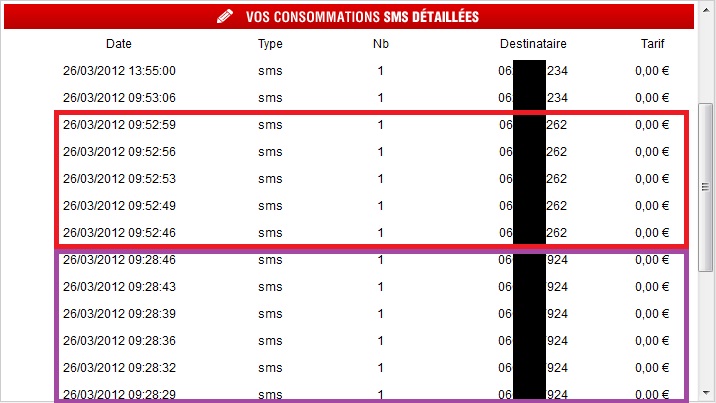 screenshot facture détaillée