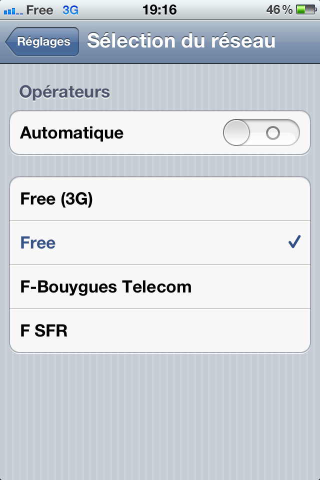 Réseau Orange en itinérance disponible {Free}